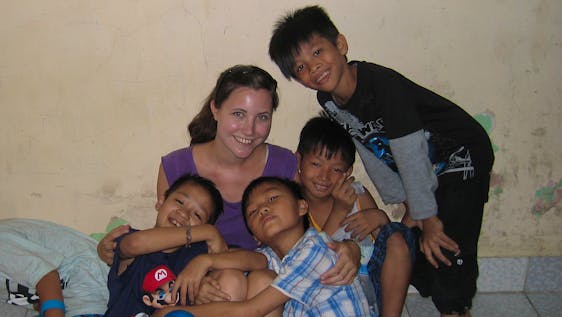 Volunteer with children