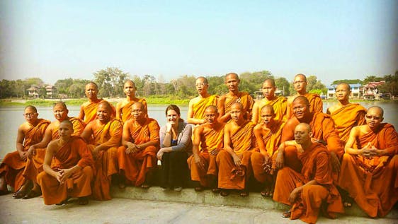 Sharing and Teaching English to the Monk and Village nearby