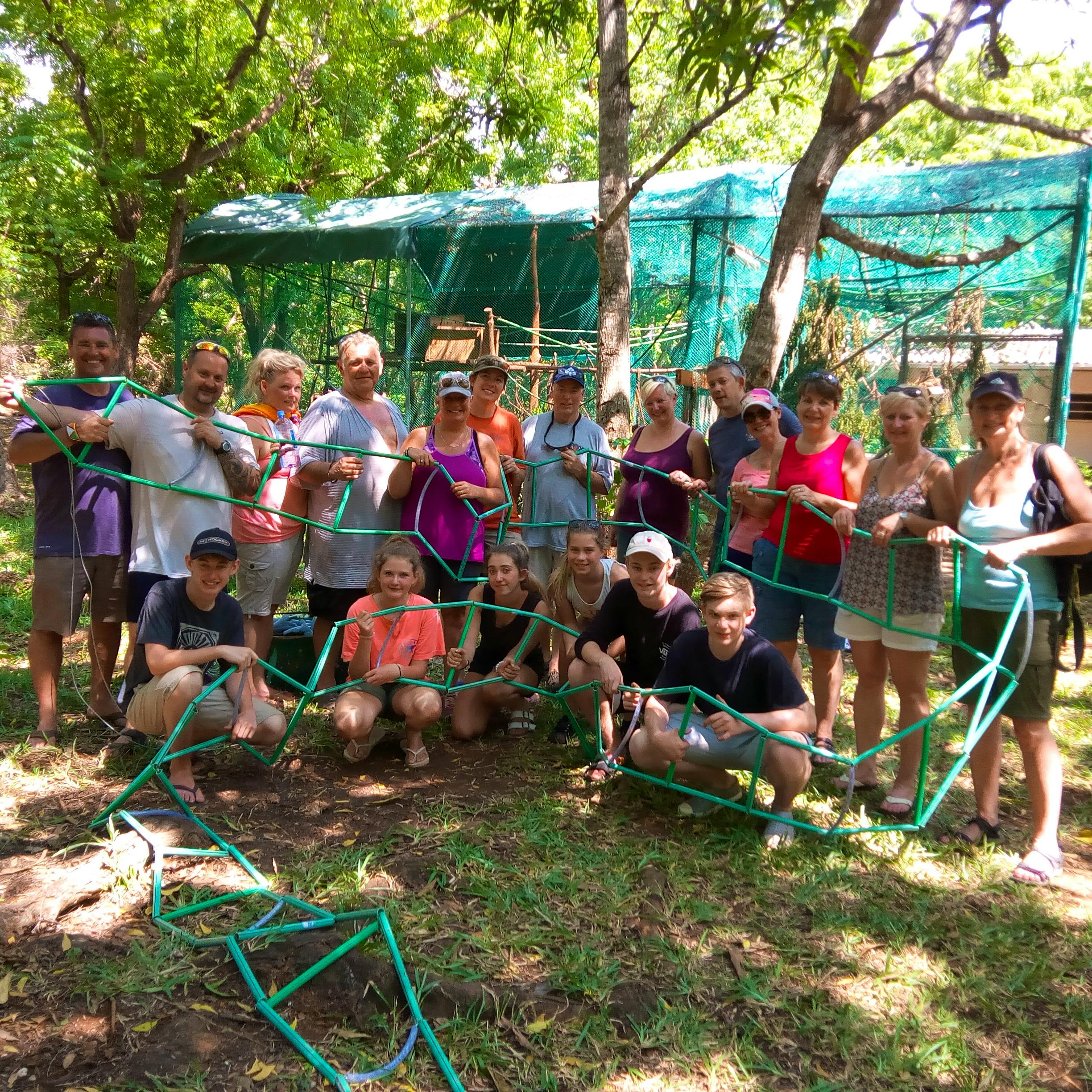 Volunteers making a colo-bridge