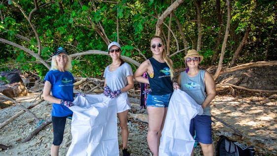 Our volunteers collecting marine debris off a beach