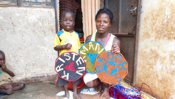 Woman with locally made handcraft.
