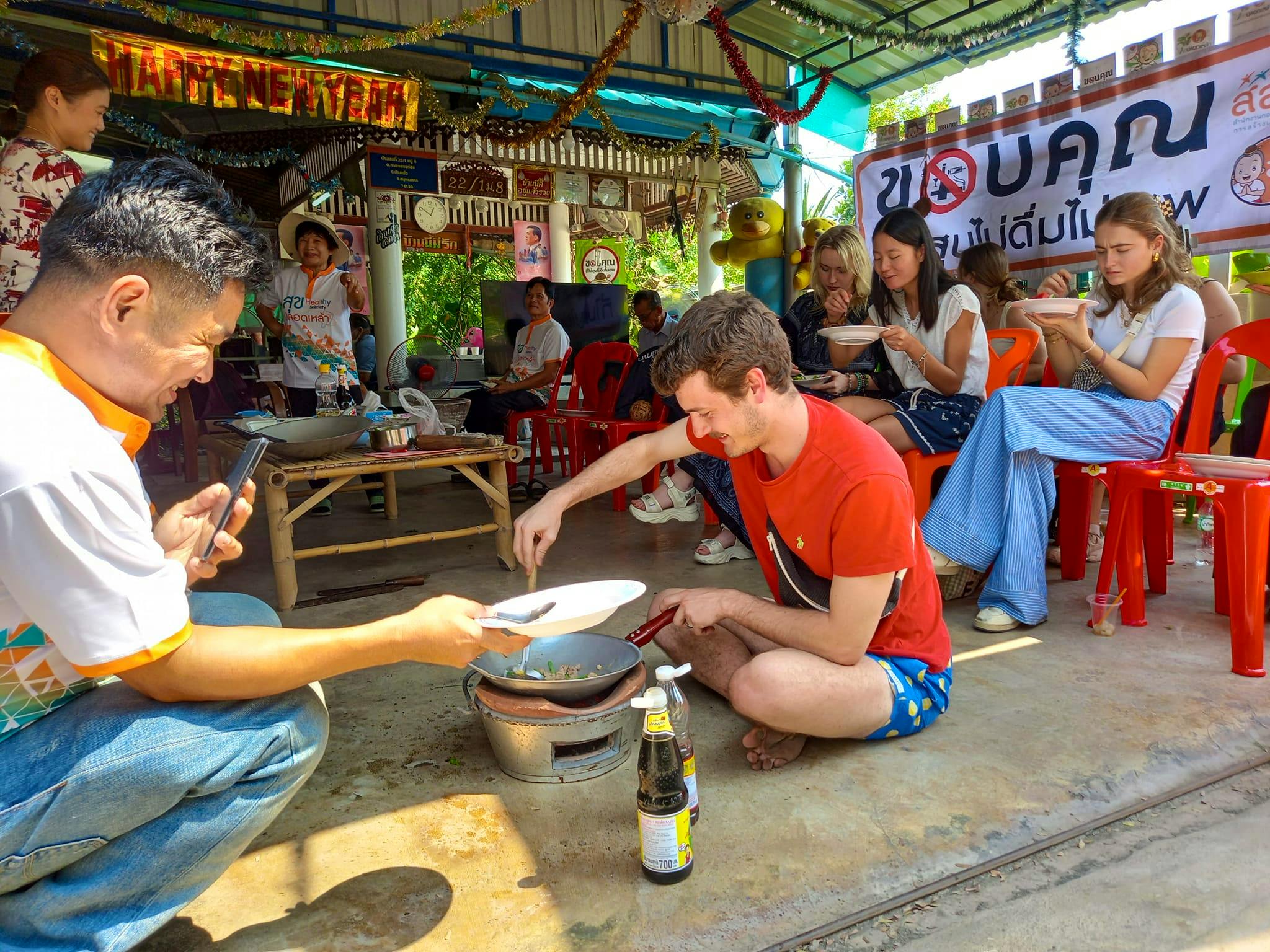 Floating Market + Umbrella Market + Cooking Class + Volunteer to help the local