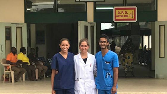 A few of our medical student interns standing outside of the Cape Coast Teaching Hospital