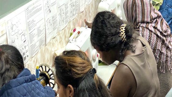 Women in sewing workshop and entrepreneurship