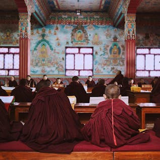  Teaching Buddhist Monks in Monastery
