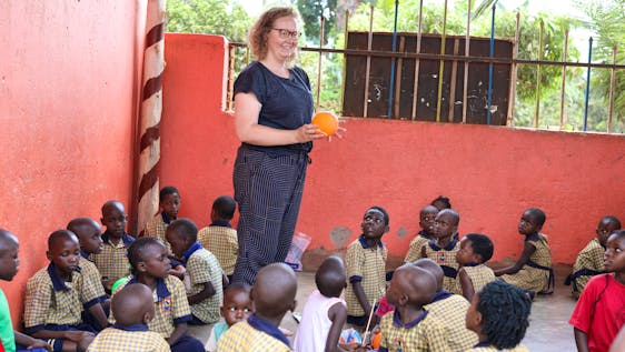 Emma Harris from Australia educating children from poor families at Saint Ann Foundation Center